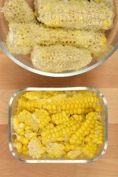 Corn Cob and Kernels Separation Stock Photos