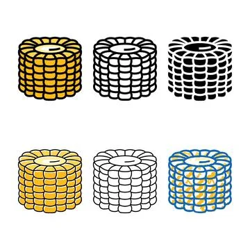 Corn cob cut yellow color variants icon vector Stock Illustration