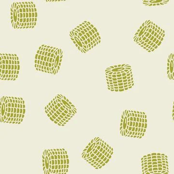 Corn cob cut yellow glyph seamless pattern Stock Illustration