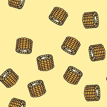 Corn cob cut yellow vector seamless pattern Stock Illustration