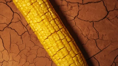 Corn cob drying timelapse. dry soil on the background. agriculture, drought Stock Footage 273809524