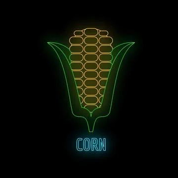 Corn cob glowing neon light icon sign Stock Illustration