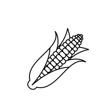 Corn cob icon outline line black. Vegetable flat illustration. Stock Illustration