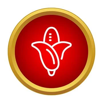 Corn cob icon on red background Illustrazione stock