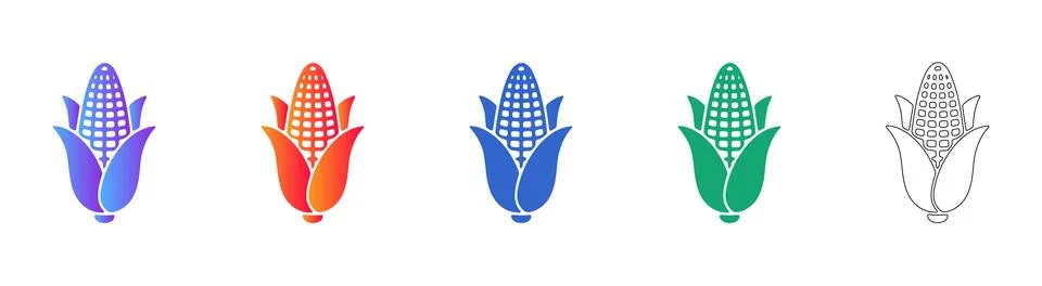 Corn cob icon set for harvest and autumn agriculture Stock Illustration