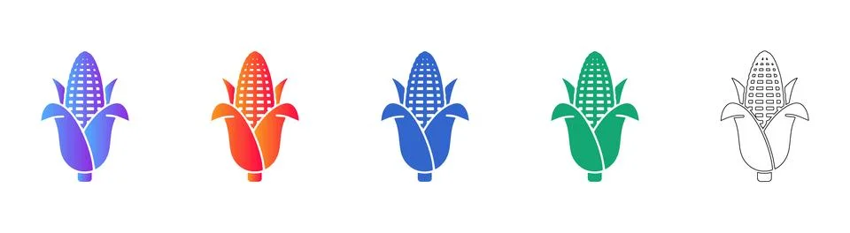 Corn Cob Icons Set with Multiple Gradient Options Stock-Illustration