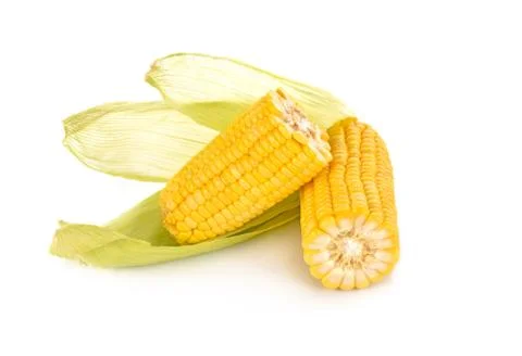 Corn on the cob isolated on white background Stock Photos