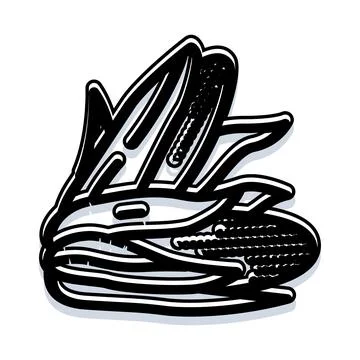 Corn cob with kernels and husk drawing Stock Illustration