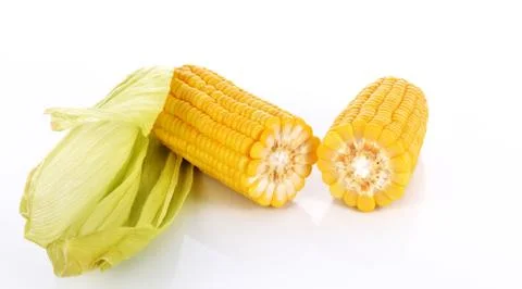 Corn on the cob kernels isolated Clipping Path Stock Photos