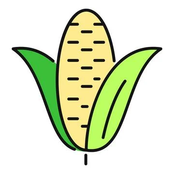 Corn cob with leaves and kernel lines Stock Illustration