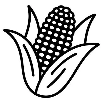 Corn Cob Line Art Vector Icon Stock Illustration