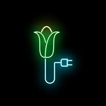 Corn cob line icon glowing connecting electricity Stock Illustration