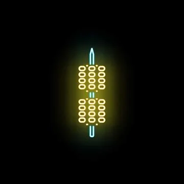 Corn cob neon glowing sign on black background Stock Illustration