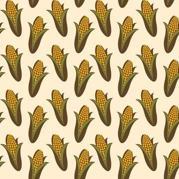 Corn cob seamless vector pattern Illustrazione stock