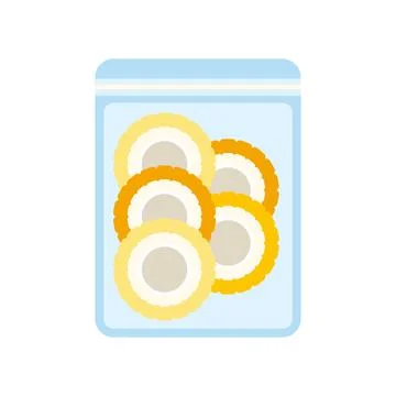 Corn cob slices storing in zip lock bag Stock Illustration