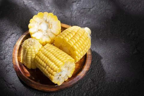 Corn on the cob on the table, sweet corn Stock Photos