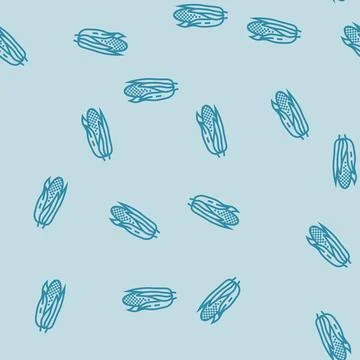 Corn cob yellow plant line seamless pattern Stock Illustration