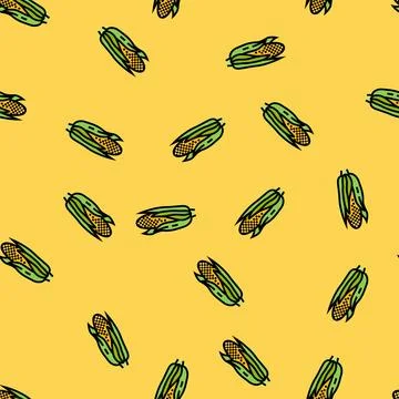 Corn cob yellow plant vector seamless pattern イラスト素材