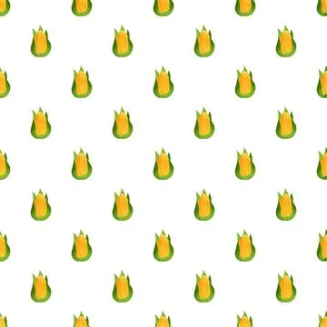 Corn cobs repeating seamless pattern on white background Stock Illustration