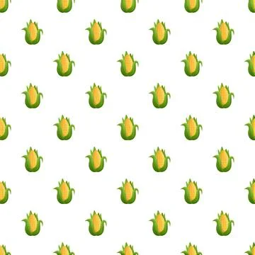 Corn cobs seamless pattern on white background Stock Illustration