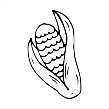 Corn Coloring page, design element. Doodle style. Vector Illustration. Stock Illustration