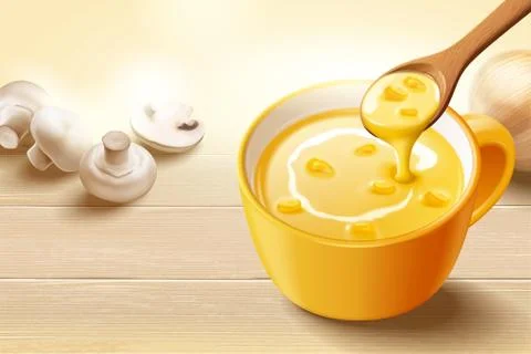 Corn cream soup Stock Illustration