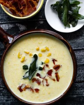 Corn cream soup Stock Photos