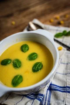 Corn cream soup Stock Photos
