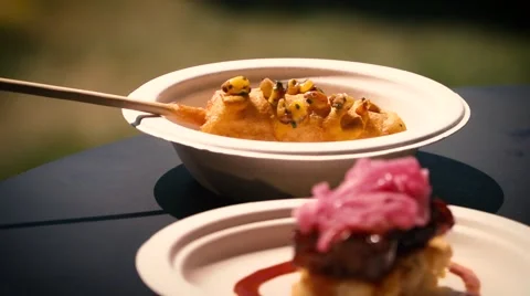 Corn Dog being picked up - Slow Motion Stock Footage 66835582