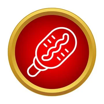 Corn dog icon representing fast food snack Stock Illustration