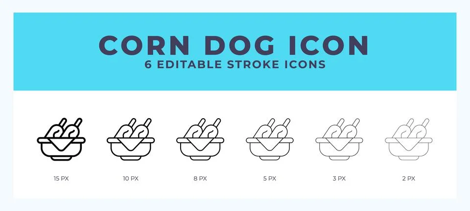 Corn dog icon vector for web. And mobile app. Editable stroke outline icon. Stock Illustration