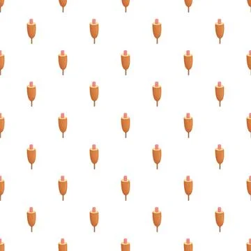 Corn dog pattern on white background for food design Stock Illustration