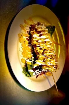 Corn dog on a plate Stock Photos