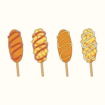 Corn dog snack set Illustrazione stock