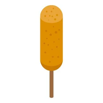Corn dog stick icon isometric vector. Hot food 스톡 일러스트