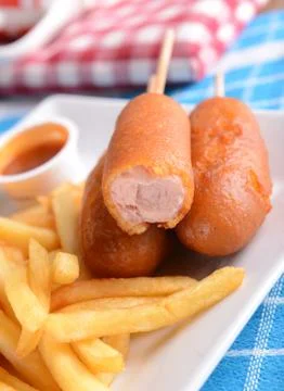 Corn dogs Stock Photos