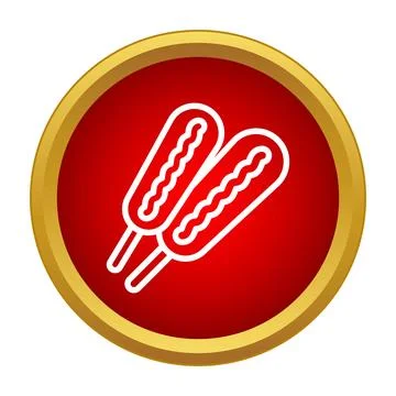 Corn dogs on sticks over red background vector icon Ilustração Stock