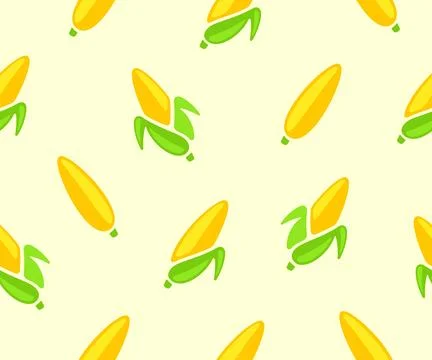 Corn, ear corn, corn cob, maize and food, seamless vector background Stock Illustration