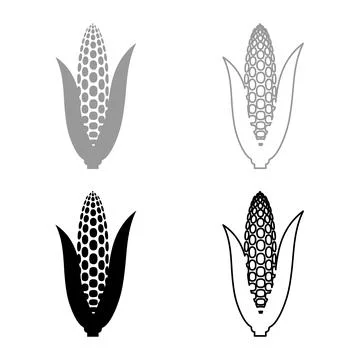 Corn ear set icon grey black color vector illustration image solid fill outli Stockillustratie