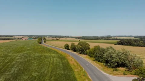 Corn Field and Road Aerial 4K Stock Footage 233297150