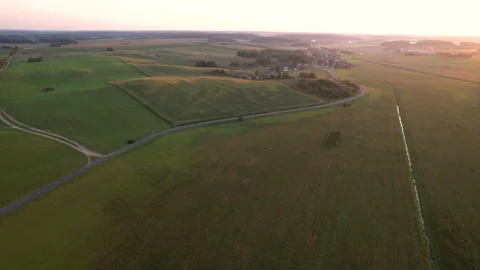 Corn field, drone view. Farm field on sunset. Rural landscape, aerial view. Video stock 269356317