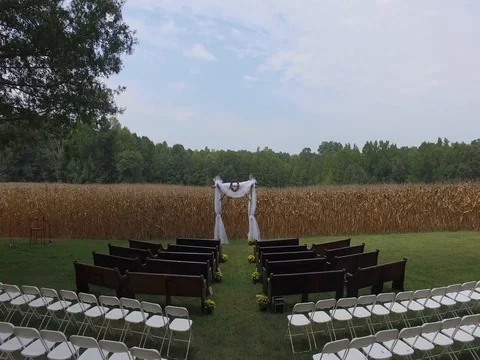 Corn Field Wedding Drone Stock Footage 72717029