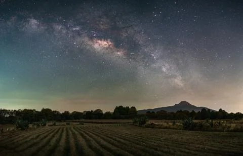 Corn fields at La Malinche volcano Stock Photos