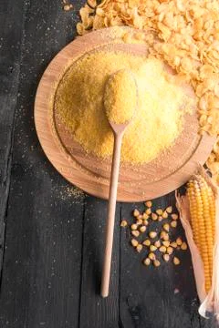 Corn flakes and their key ingredient Stock Photos