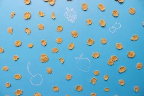Corn flakes background and texture Stock Photos