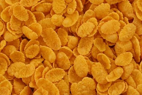 Corn flakes background and texture. Top view cornflake cereal box for breakfast Stock Photos