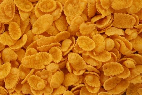 Corn flakes background and texture. Top view cornflake cereal box for morning Stock Photos