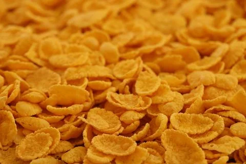 Corn flakes background and texture. Top view cornflake cereal box for morning Stock Photos