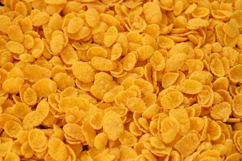 Corn flakes background and texture. Top view cornflake cereal for morning Stock Photos