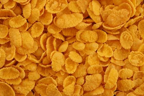 Corn flakes background and texture. Top view cornflake cereal box for breakfast Stock Photos